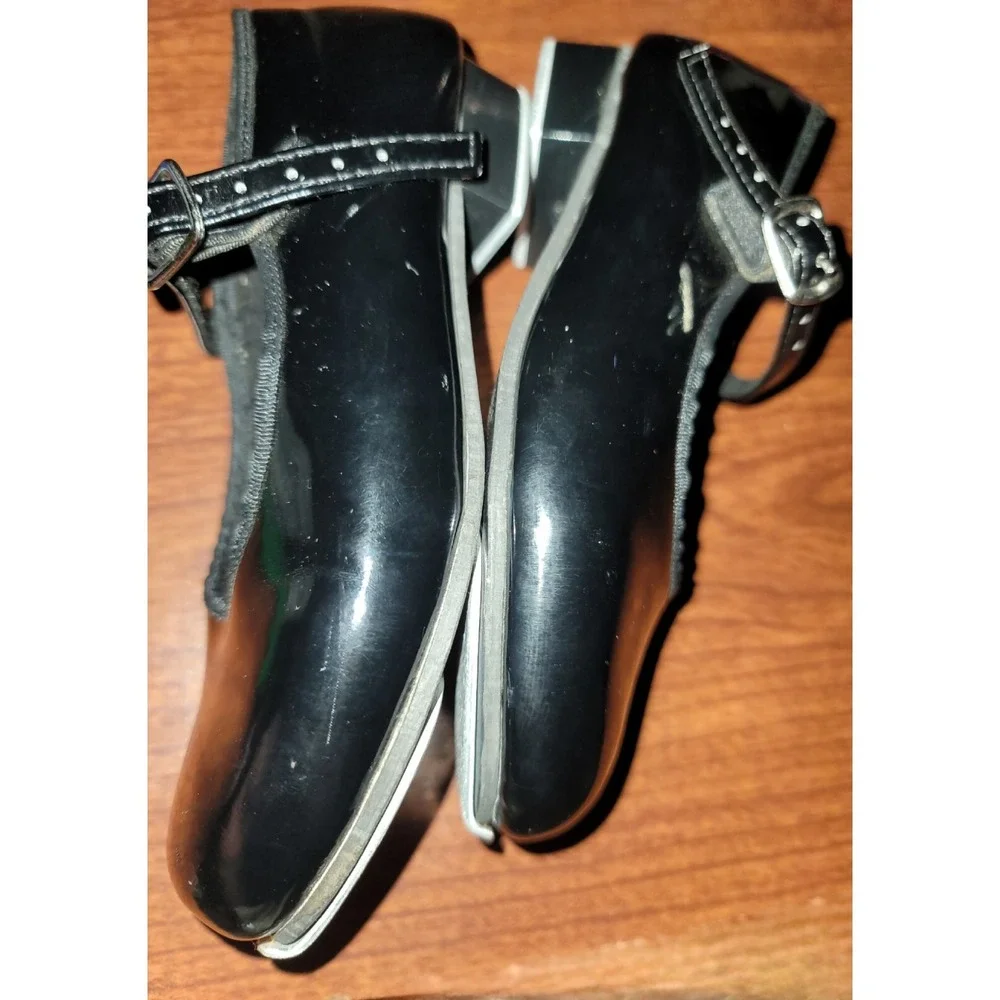 Revolution Dancewear Girls Black Patent Leather Strap Dance Tap Shoes 801 13 Ch